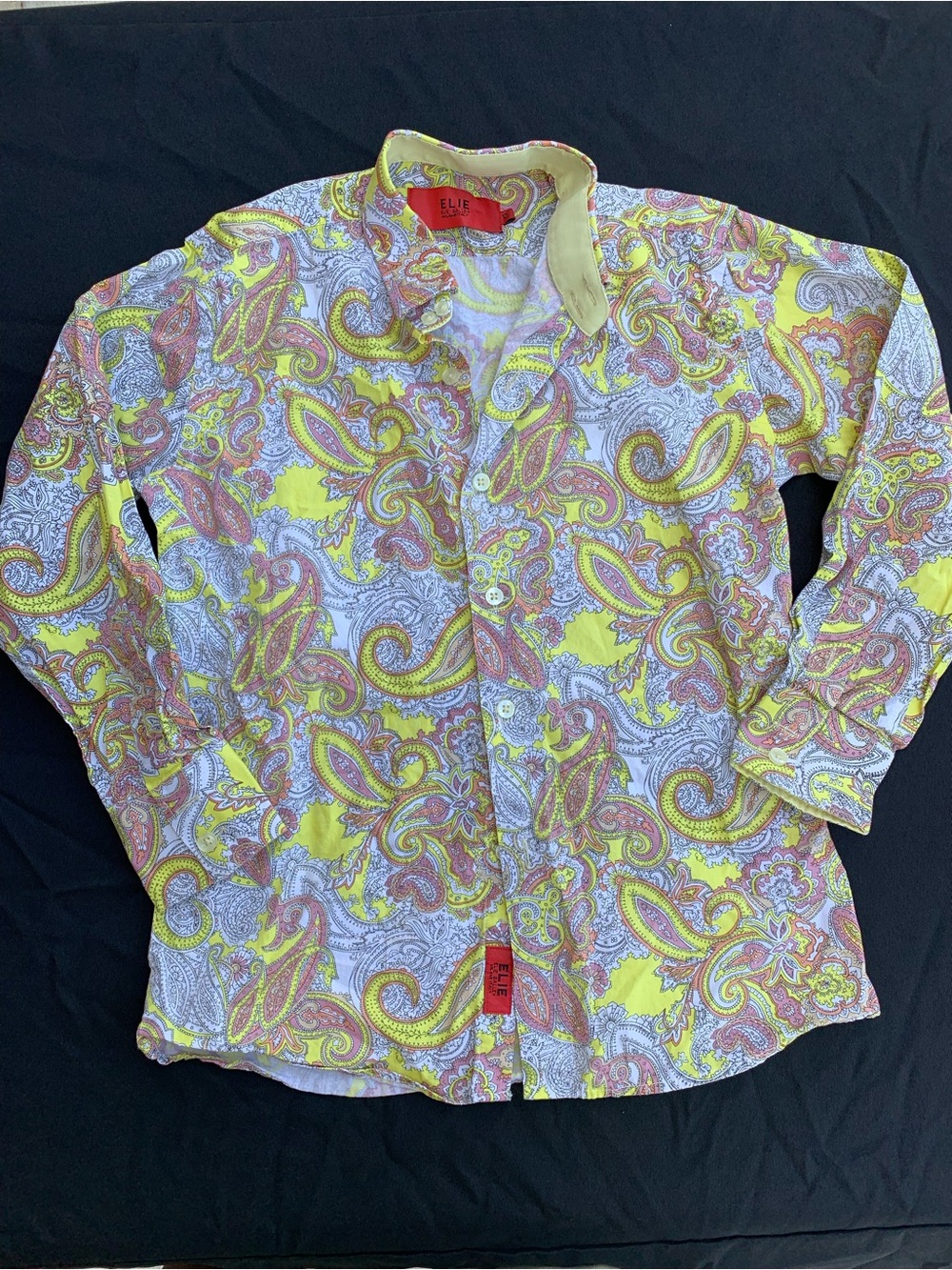Kids Elie Balleh Yellow Paisley Button down top sz 10